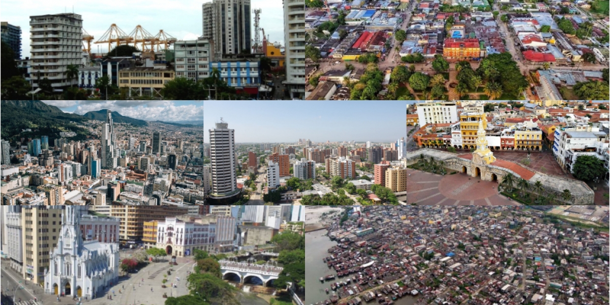 Bogotá, Cali, Cartagena, Leticia, Buenaventura, Barranquilla, Tumaco.