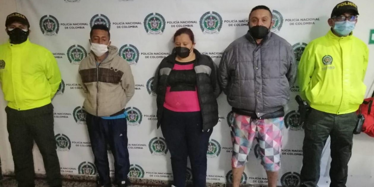 Luis Eduardo Montenegro Peña, Lorena Patricia Sabogal y Jonathan Camilo Ruiz Lara, capturados.