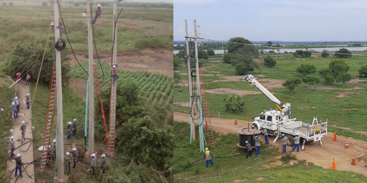 Electricaribe Trabajos de operarios de Electricaribe.