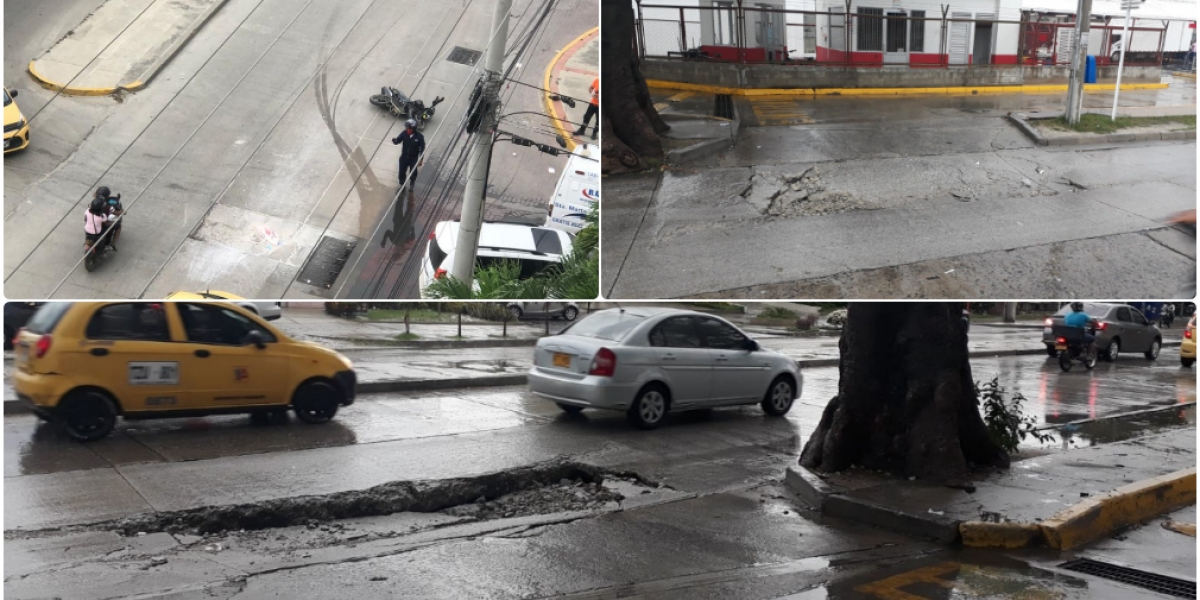 Huecos y accidentes registrados en la Av Ferrocarril. cortesía