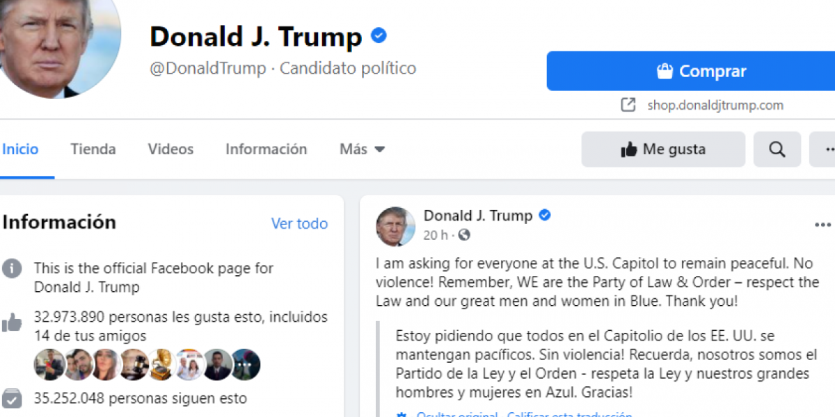 Facebook de Donald Trump.