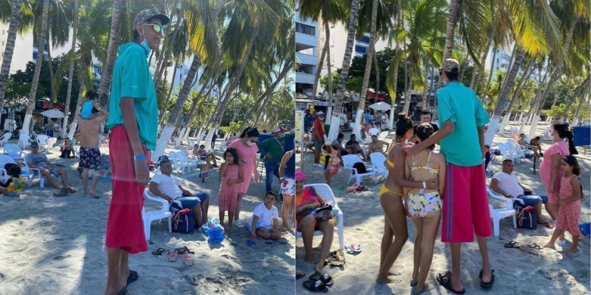Carlos Velez Asdrubal en la playa El Rodadero de Santa Marta