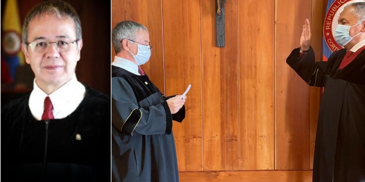En la imagen izquierda el Magistrado Luis Antonio Hernández, nuevo presidente de la Corte Suprema. En la otra foto toma juramento al Vicepresidente Aroldo Quiroz.