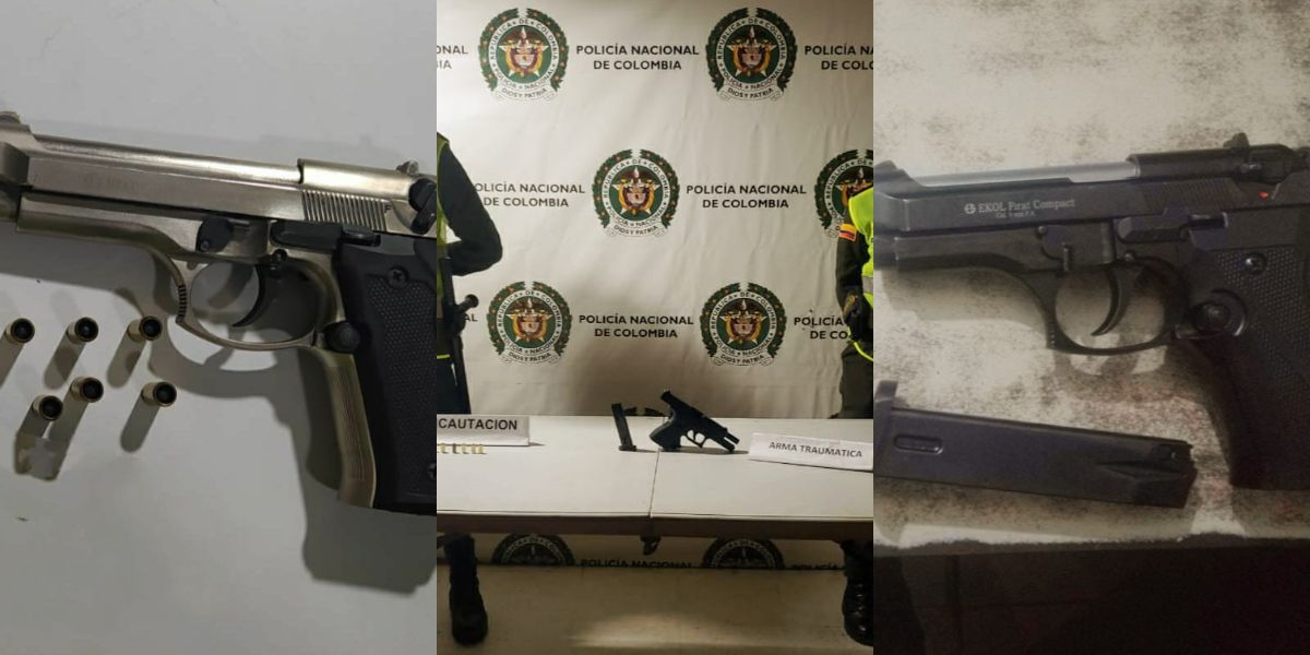 Policía Metropolitana de Santa Marta Las armas fueron dejadas a disposición de la autoridad competente.