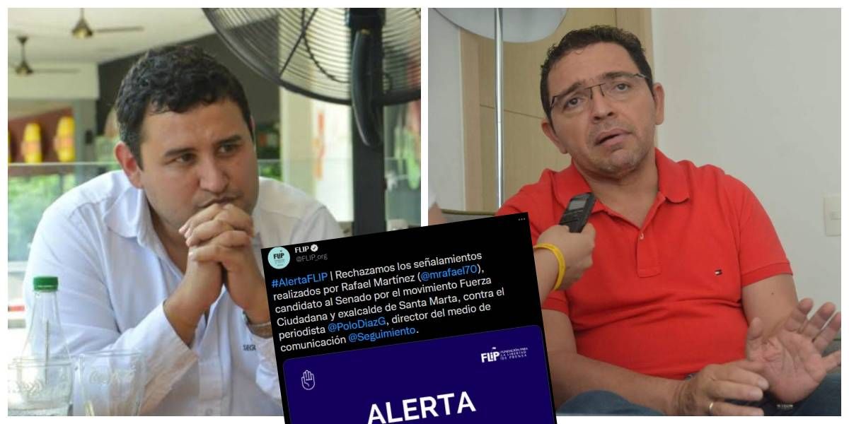 FLIP La FLIP se pronunció por los ataques infundados de Rafael Martínez (der) a Polo Díaz Granados (izq), director de Seguimiento.co