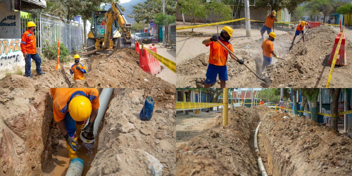 Trabajadores de la Essmar en la obra en Cristo Rey. cortesía