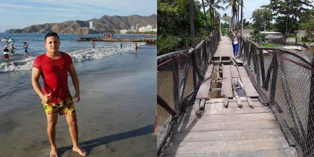 Cortesía. El joven se cayó de un puente en mal estado.