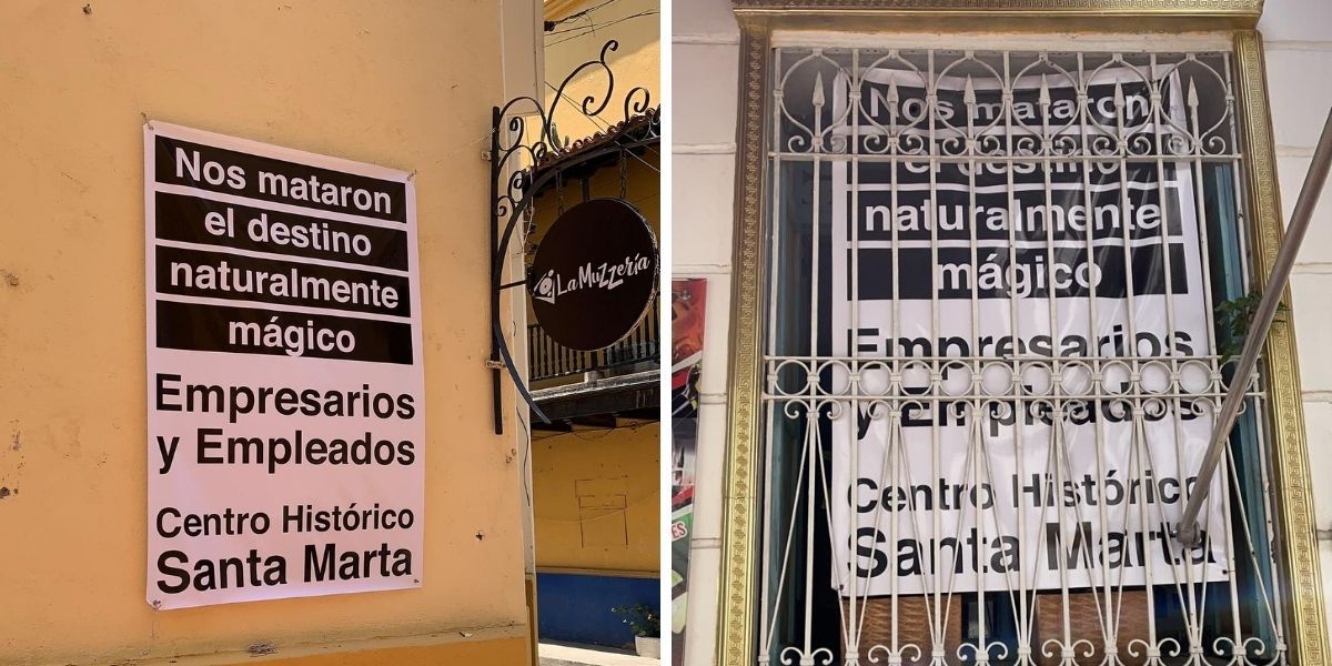 Carteles en el Centro Histórico de Santa Marta.