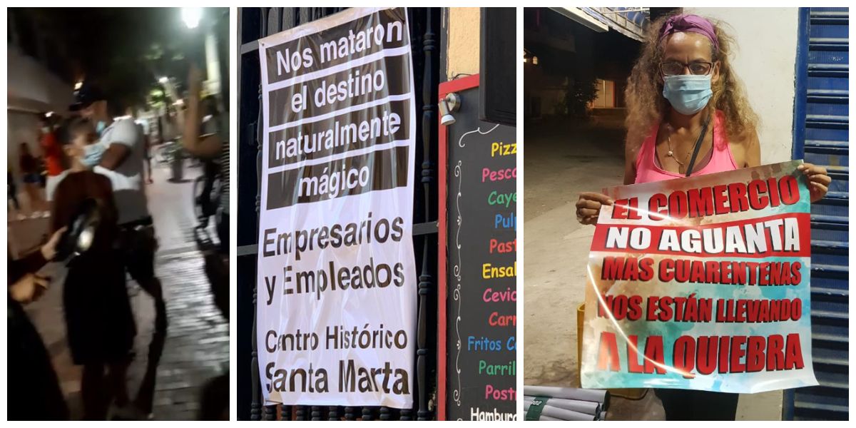 Seguimiento.co En la noche del sábado, los comerciantes del Centro hicieron un cacerolazo.