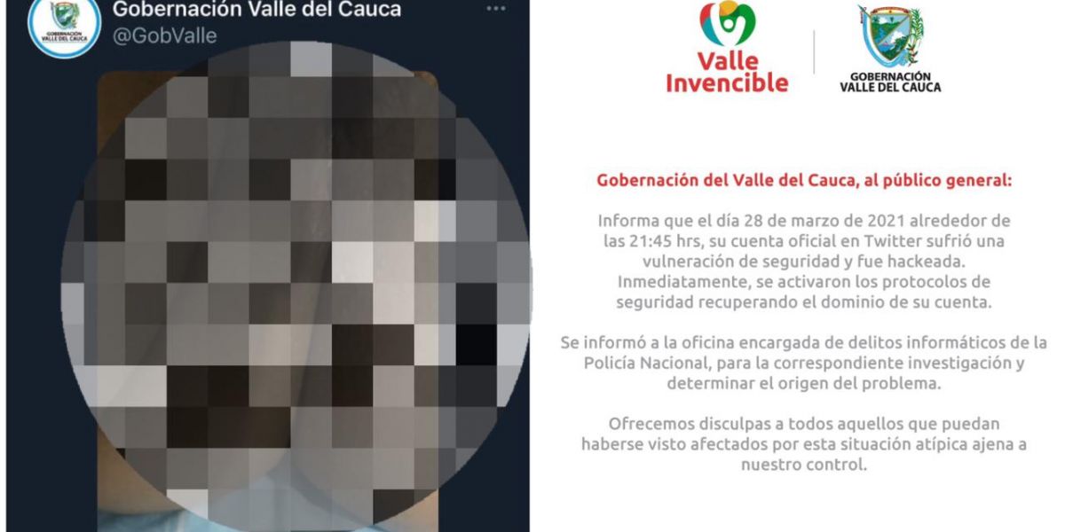 Seguimiento.co La Gobernación asegura que la cuenta fue hackeada.