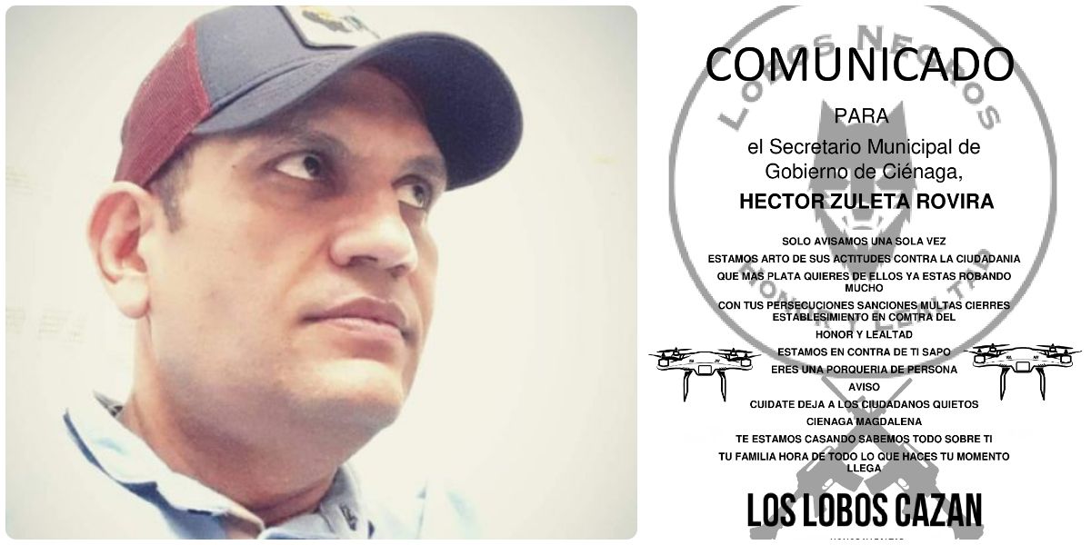 Archivo Héctor Zuleta Rovira, secretario de Gobierno de Ciénaga, recibió panfleto con amenaza de muerte.