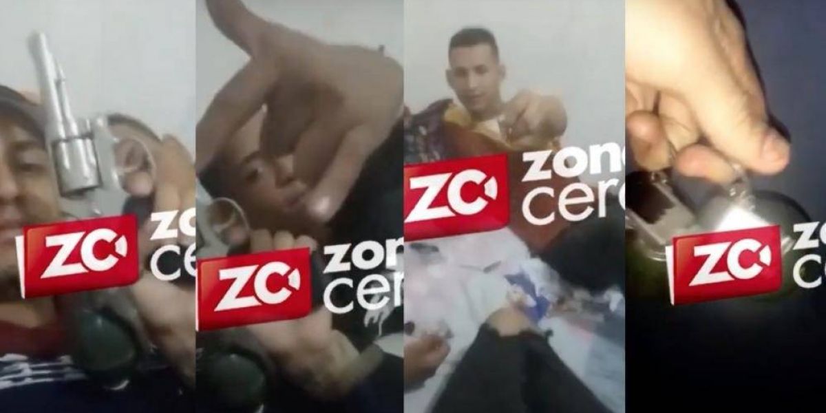 Zona Cero Los hombres muestran las granadas y armas de fuego.