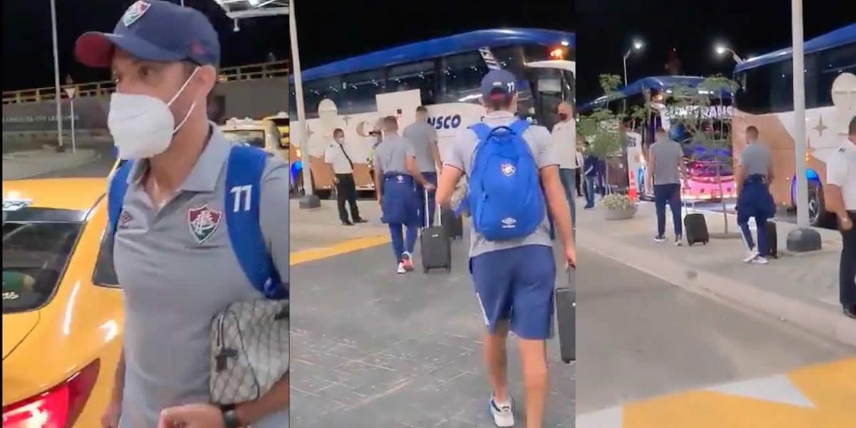 Captura de pantalla Llegada de Fluminense al aeropuerto de Barranquilla.