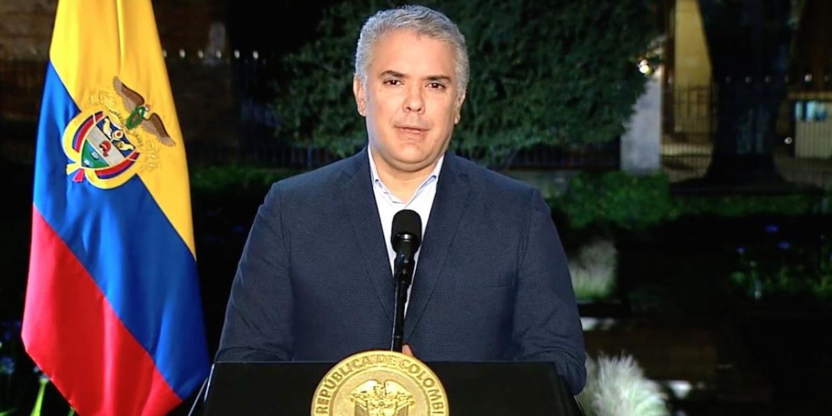 Iván Duque, presidente de la República, durante la alocución presidencial..