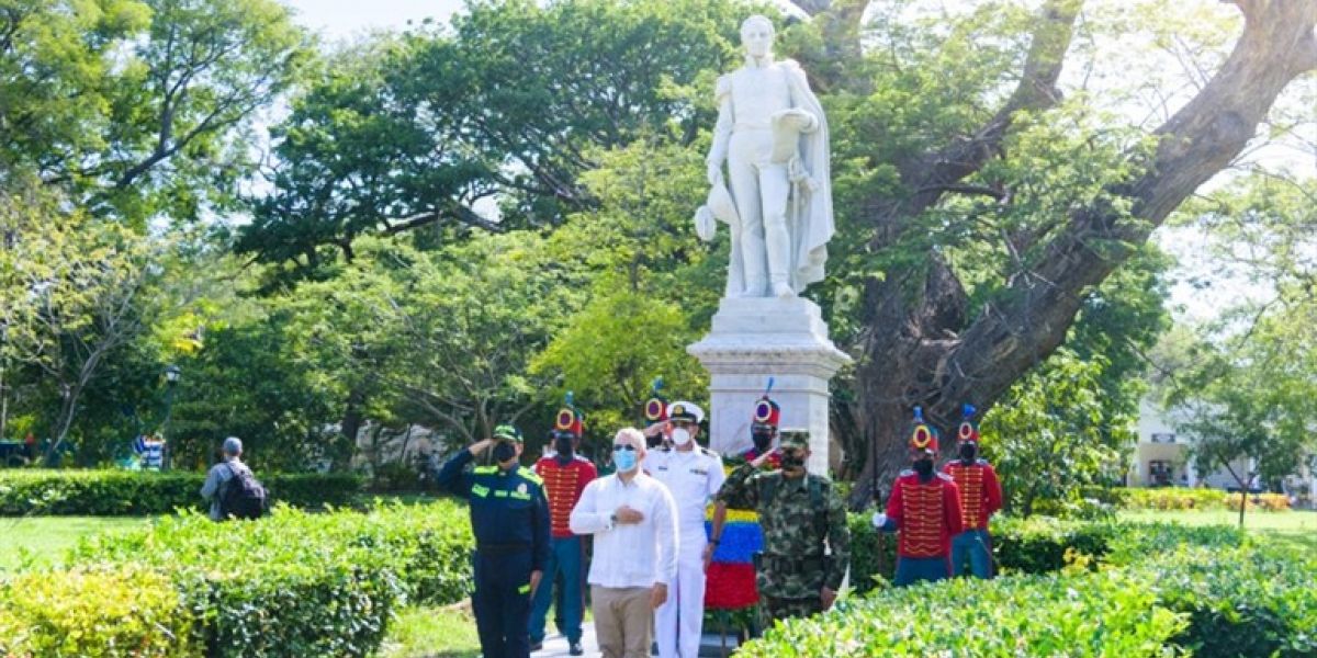 El presidente Iván Duque ofreció una ofrenda floral al libertador Simón Bolívar.