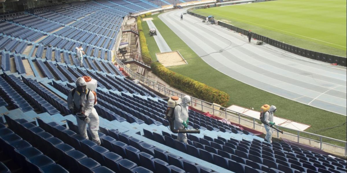 Proceso de sinterización del estadio Metropolitano.