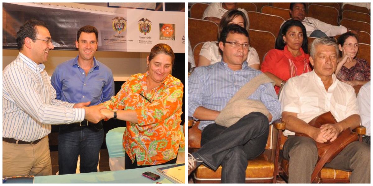 Carlos Caicedo (de azul, foto derecha) fue testigo de cómo Juan Pablo y Sergio Díaz Granados gestaron la renovación del teatro Santa Marta.