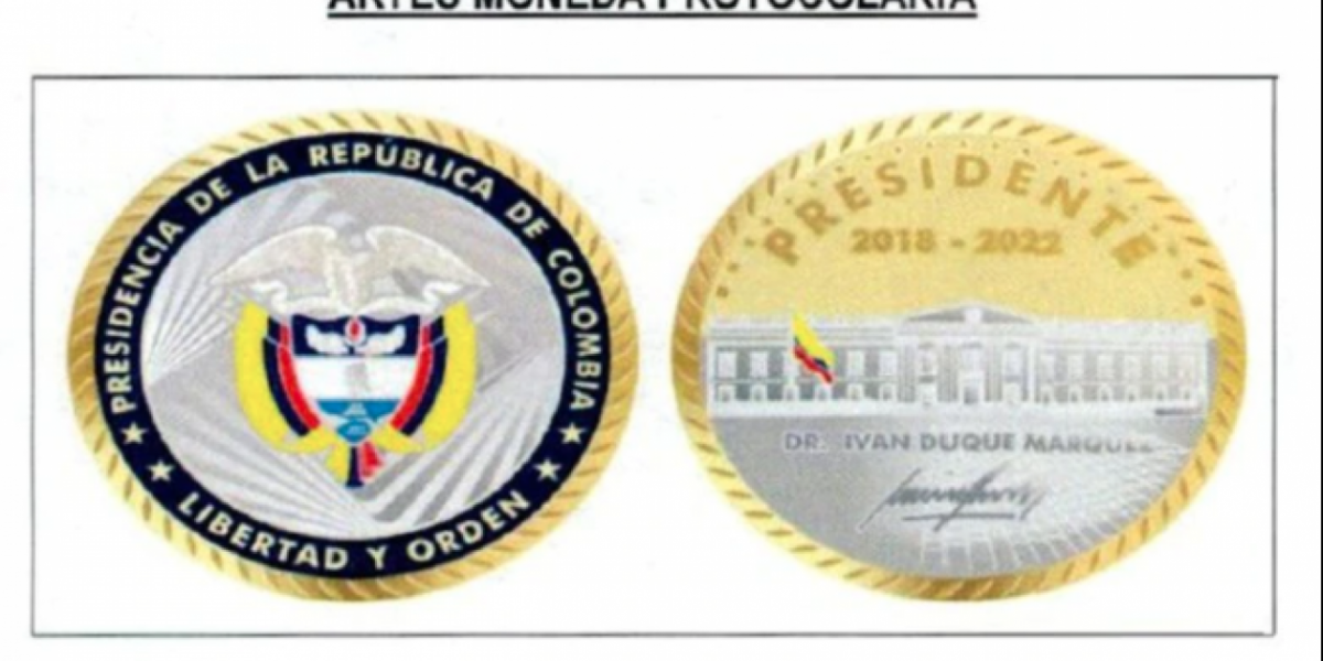 Moneda que regalará en presidente Duque.