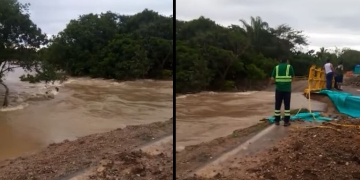 Captura de pantalla. La fuerza de las lluvias dejó bajo el agua las vías municipales