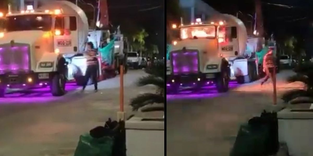 Captura de pantalla. Momentos en que prendió fuego al vehículo