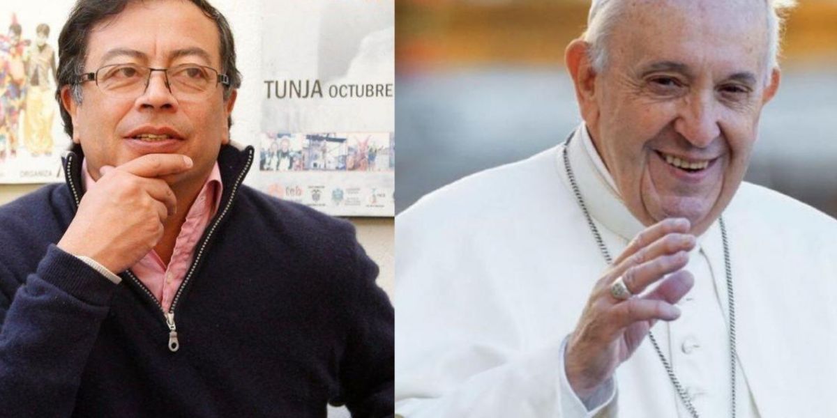 Gustavo Petro y el Papa Francisco.