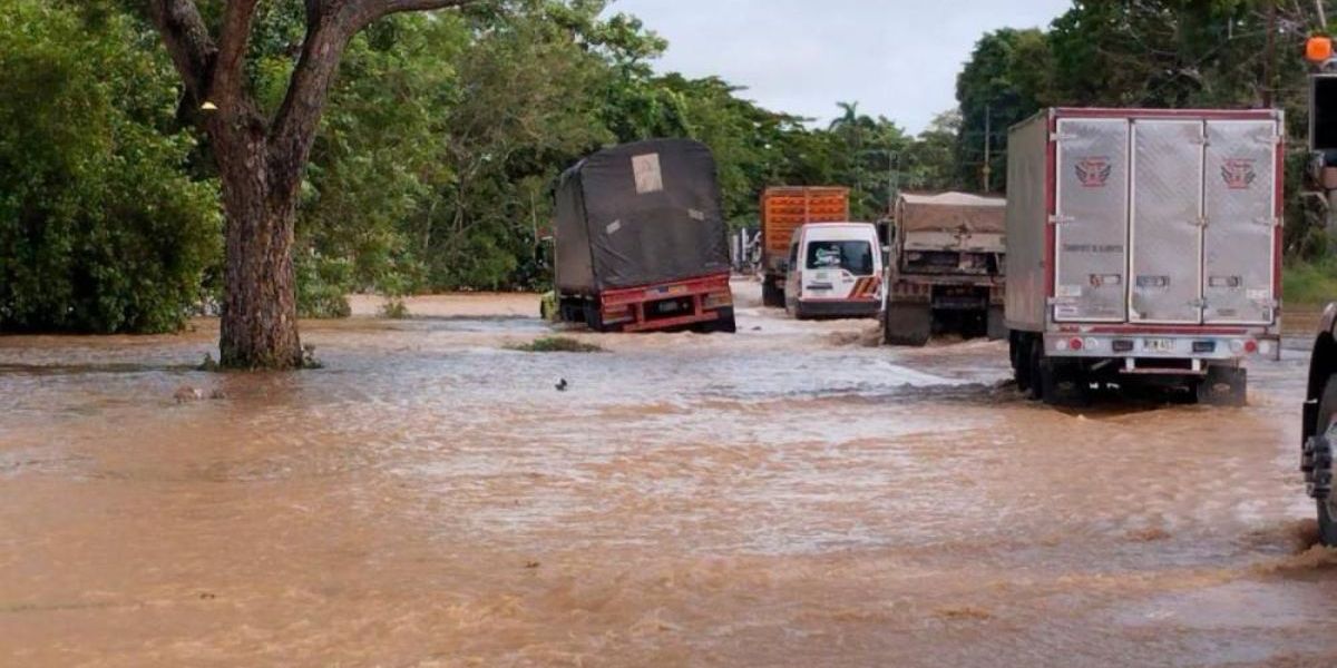 Cortesía Vía La Cordialidad inundada por arroyos.