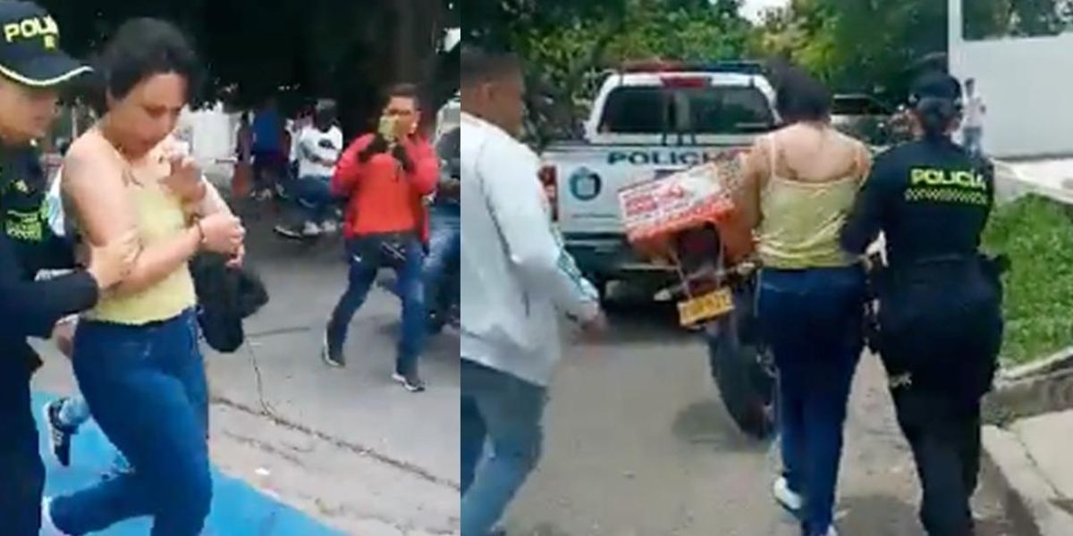 Captura de pantalla.  Mujer involucrada en el robo de un camión de valores en Valledupar.