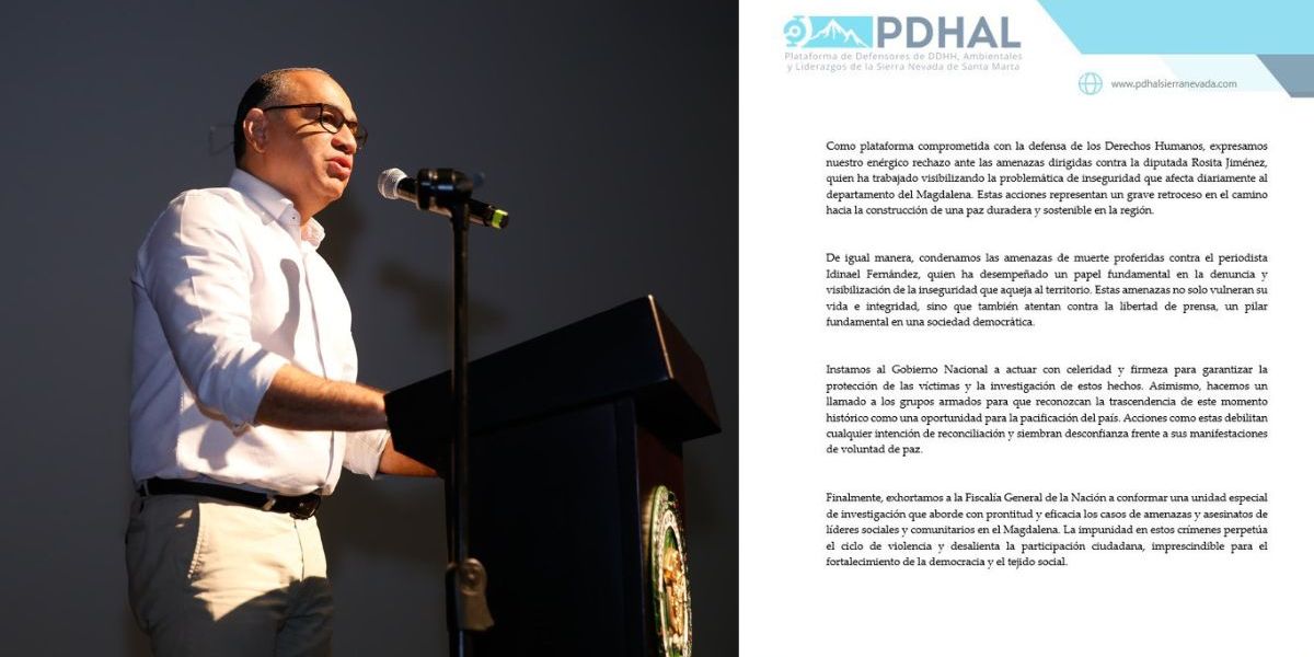 Cortesía El alcalde Carlos Pinedo expresó su solidaridad ante las amenazas.