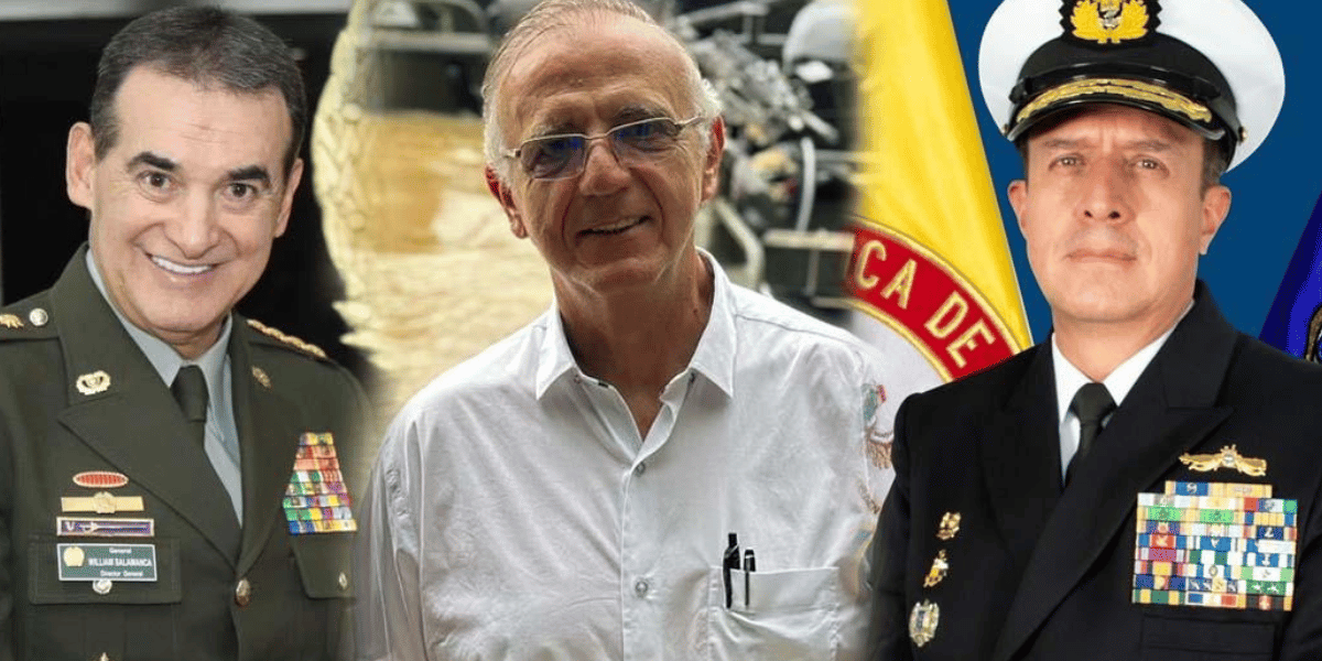 Foto: Zona Cero General William Salamanca; ministro de Defensa, Iván Velásquez; y el almirante Francisco Cubides.
