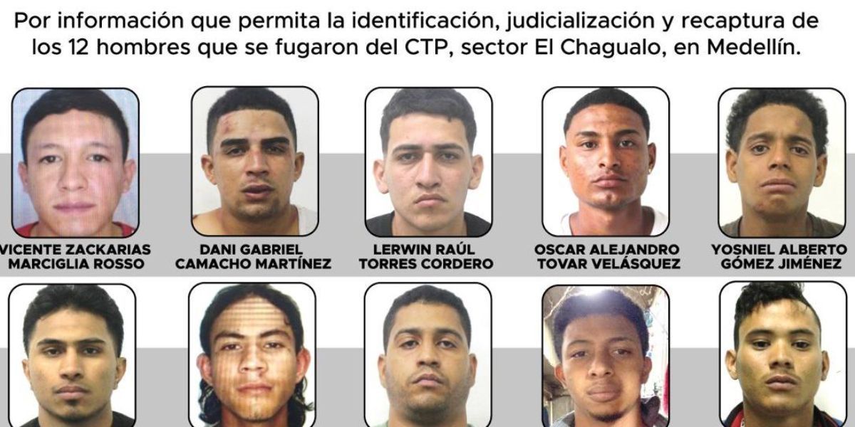 Cortesía. Estos son los presos que se fugaron de una estación de Policía en Medellín.