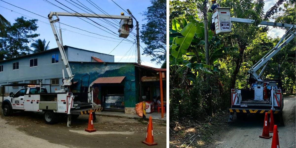 Trabajos de mantenimiento de alumbrado público en la zona rural