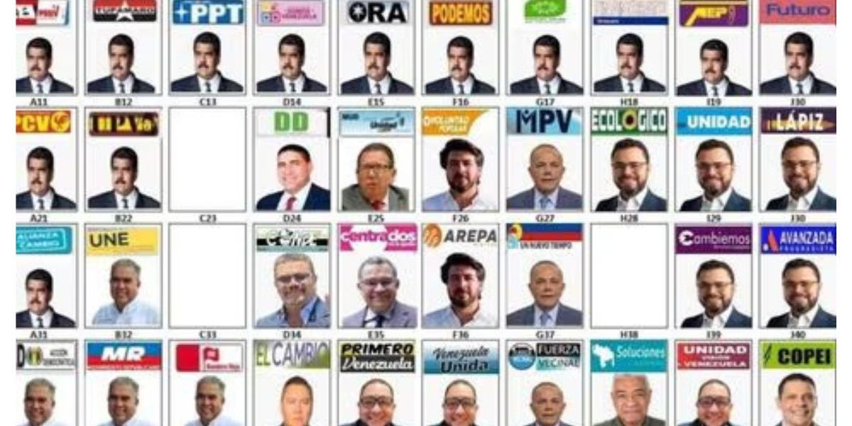 Tarjetón de las elecciones venezolana 2024.