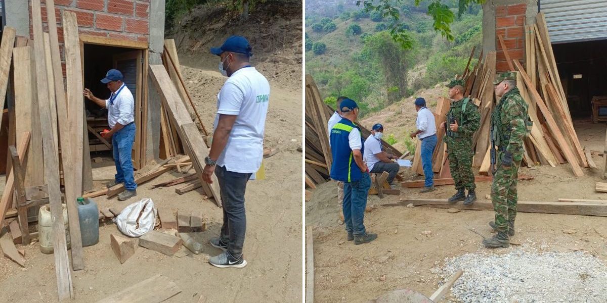 Cortesía. Operativo de Corpamag contra la tala ilegal de árboles en la Sierra Nevada.