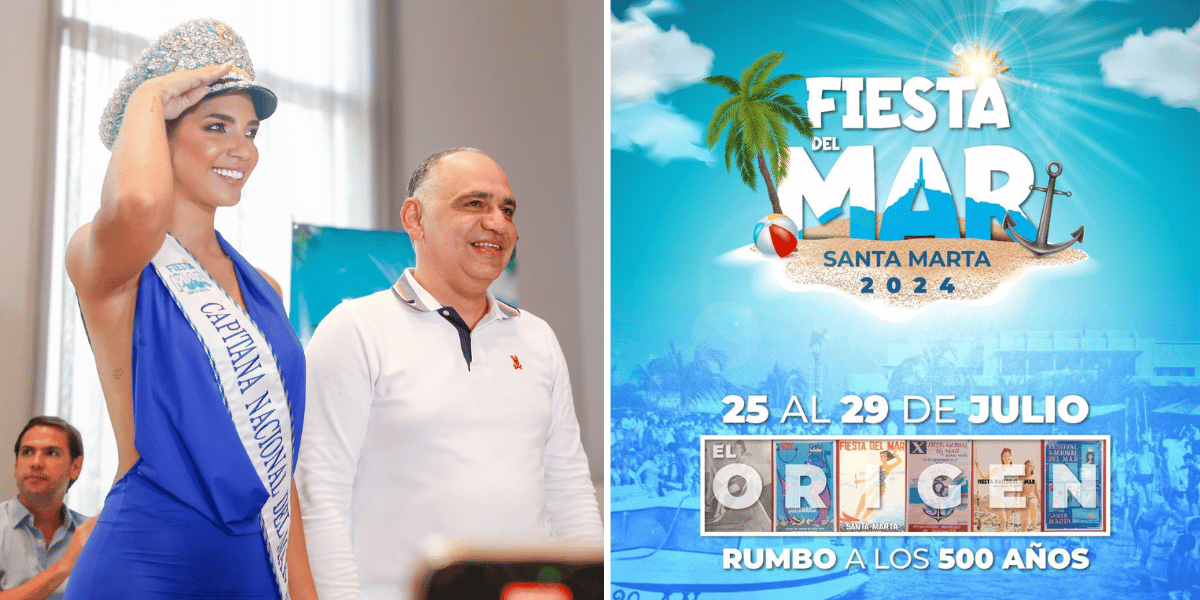Alcalde de Santa Marta, Carlos Pinedo Cuello y la Capitana del Mar 2023, Daniela Restrepo Henao Santa Marta se alista para la Fiesta del Mar 2024: Será del 25 al 29 de julio