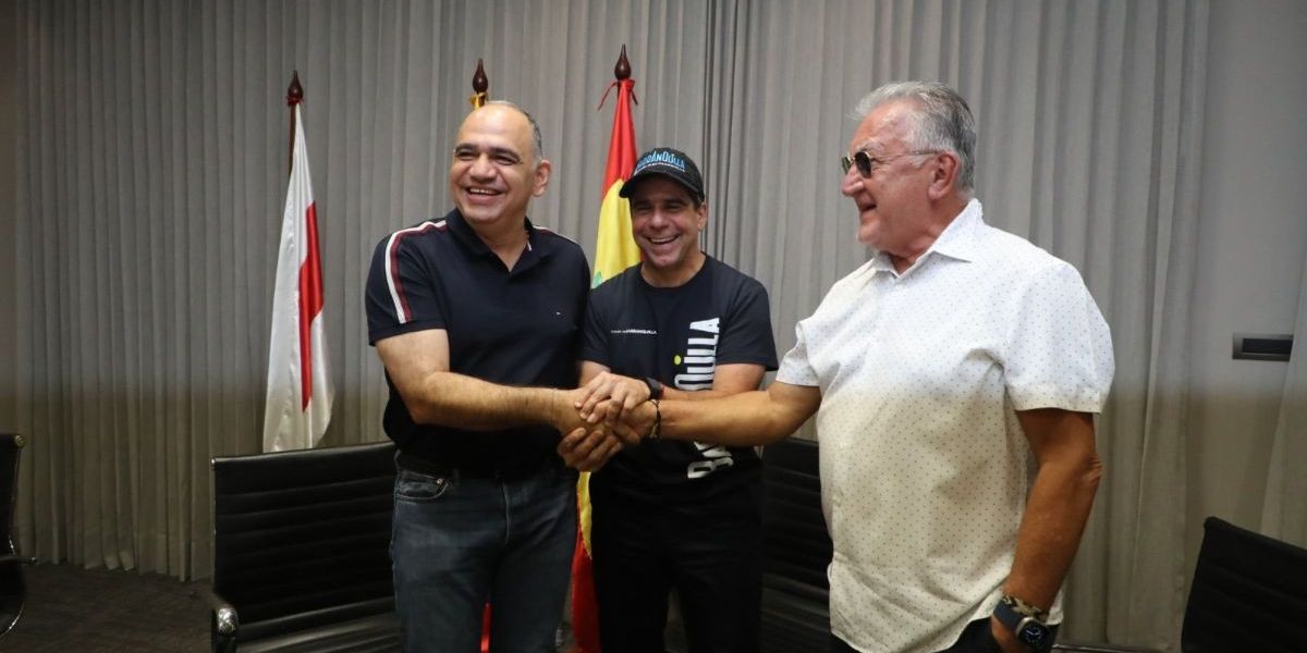 Reunión entre el alcalde Carlos Pinedo, el alcalde Alejandro Char y Superservicios, Dagoberto Quiroga.