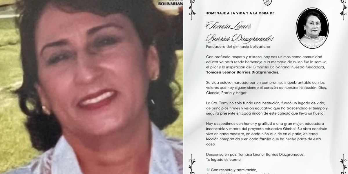 Cortesía Fallecimiento de la fundadora del Colegio Gimnasio Bolivariano