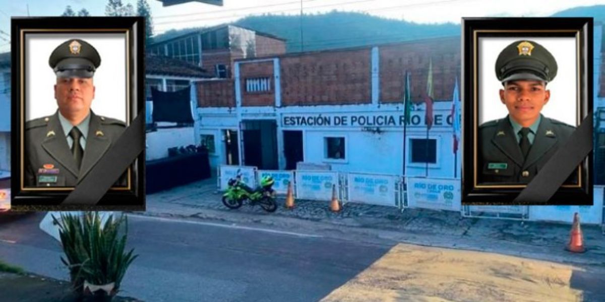 cortesía. Patrulleros de la Policía muertos en hostigamiento armado contra la estación de Policía de Río de Oro