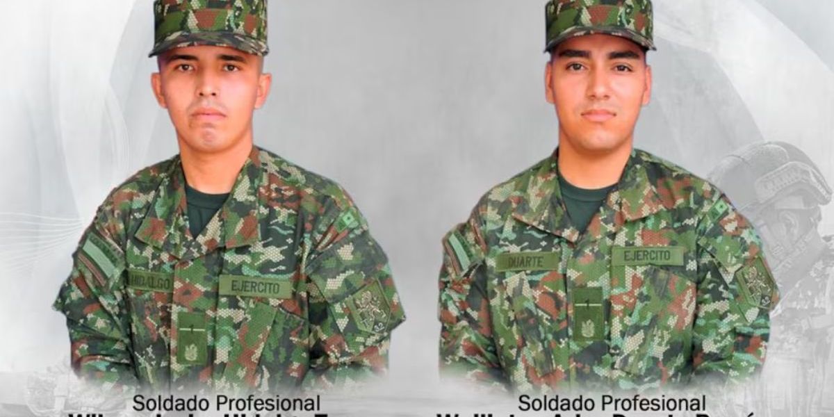 x: @COL_EJERCITO Los soldados profesionales Wilmer Javier Hidalgo Torres y Wuilinton Arley Duarte Ramírez