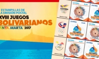 Así serán las estampillas de los Juegos Bolivarianos de Santa Marta 2017. 