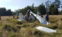Avioneta accidentada, en el lugar de los hechos.