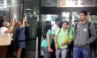 Jugadores de Chapecoense a su llegada a Venezuela. 