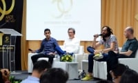 César Acevedo, director de la premiada película ‘La tierra y la sombra’, en la Universidad Autónoma de Barranquilla