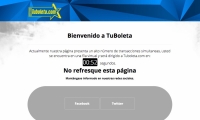Este es el mensaje que aparece en la página de Tuboleta.com. 