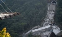 Puente Chirajara después de la caída de una de sus torres.