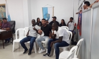 Los jugadores Aníbal Mosquera, John Montaño y César Giraldo asistieron al homenaje en el Concejo.