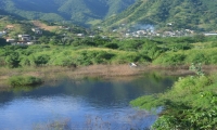 Represa del barrio Los Fundadores.