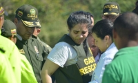 Melissa Martínez en su llegada a Santa Marta. 
