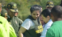 Melissa Martínez en su llegada a Santa Marta. 