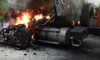 Tractomula incinerada en Antioquia.