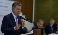 Juan Manuel Santos, durante la reunión con líderes de otras naciones.